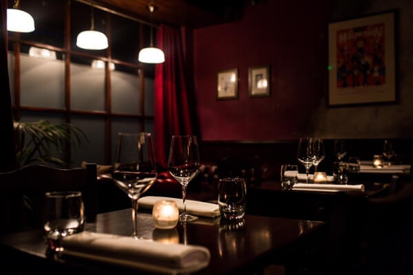 The Roxburgh's dining room set up for dinner service